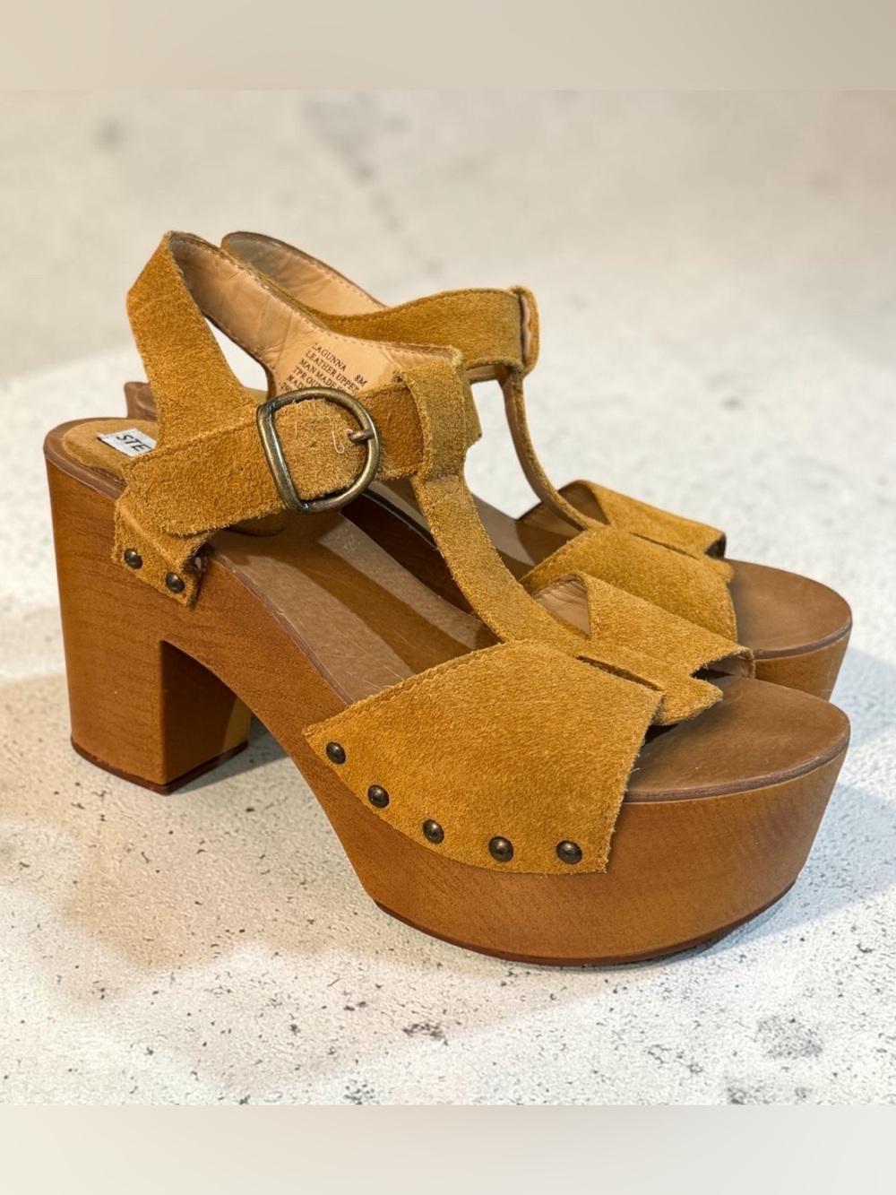 Steve Madden Lagunna Suede Platform Clog Sandals Tan Brown Size 8